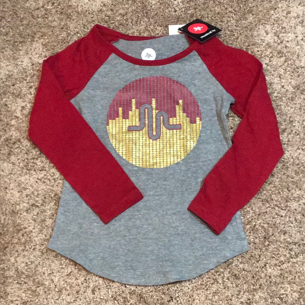 Musical.ly TikTok girls baseball tee XS Sm Md gray
